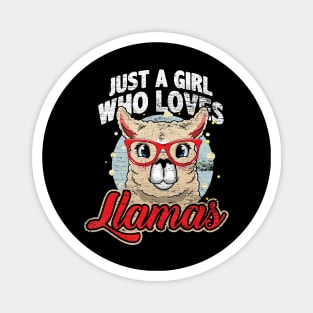 Just A Girl Who Loves Llamas Funny Llama Magnet